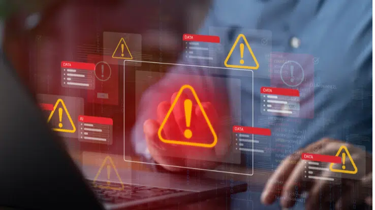 Domain Security visualisiert mit vielen aufploppenden Warnmeldungen